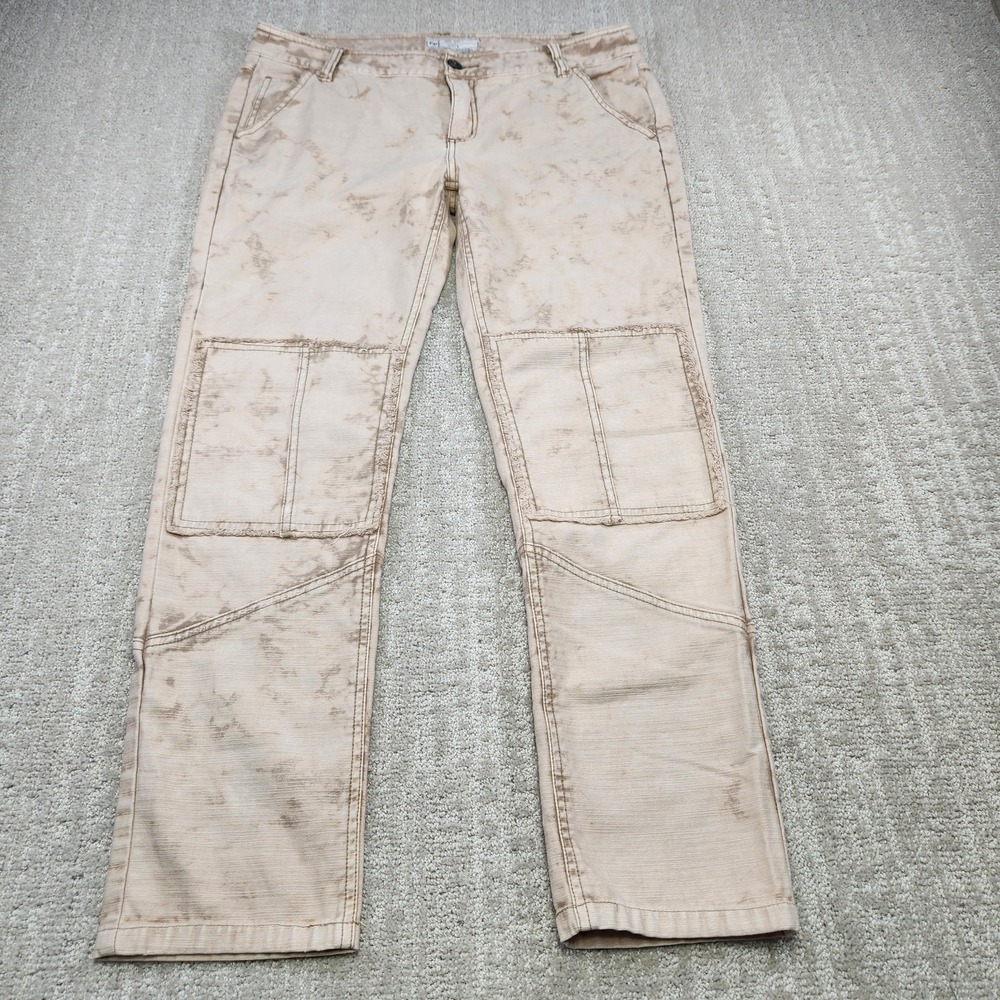 Free People Jeans Women 8 Double‎ Knee Slim Fit Stone Washed Brown Cotton Boho